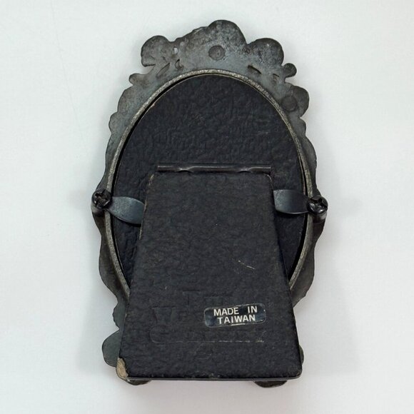 VTG Brass? The Weston Gallery Miniature Oval Floral Relief Metal Easel Frame - Picture 6 of 11